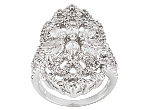 Photo of Pre-Owned Bella Luce ® 4.79ctw Marquise And Round Rhodium Over Sterling Silver Ring - Size 5
