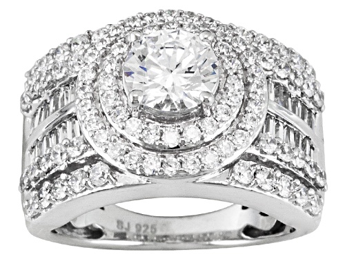 Photo of Pre-Owned Bella Luce ® 4.14ctw Round And Baguette Rhodium Over Sterling Silver Ring - Size 5