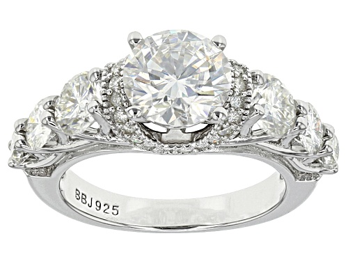 Photo of Pre-Owned Moissanite Fire® 3.88ctw Diamond Equivalent Weight Round Platineve™ Ring - Size 10