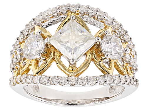 Photo of Pre-Owned Moissanite Fire® 2.74ctw Dew Platineve™ And 14k Yellow Gold Over Platineve Two Tone Ring - Size 11