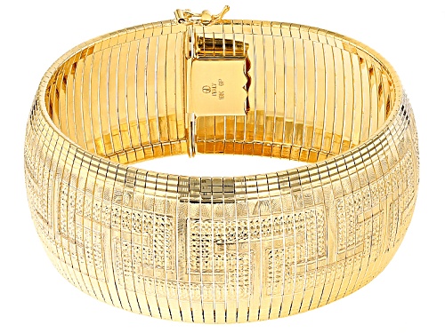 Pre-Owned Moda Al Massimo® 18k Yellow Gold Over Bronze Greek Key Omega Link 7 1/2 Inch Bracelet - Size 7.5