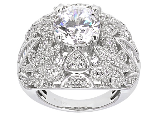 Photo of Pre-Owned Charles Winston For Bella Luce ® 8.38ctw Round And Baguette Rhodium Over Sterling Silver R - Size 6