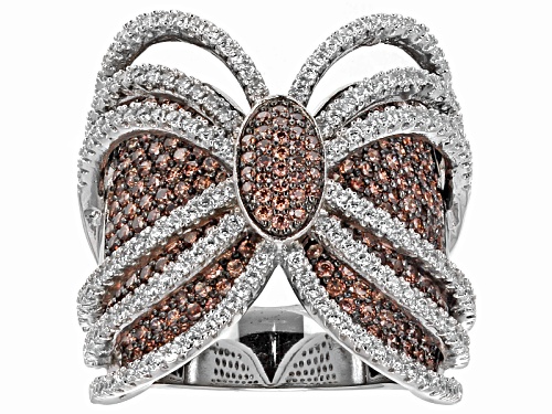 Photo of Pre-Owned Bella Luce ® 4.48ctw Mocha & White Diamond Simulant Rhodium Over Sterling Silver Ring - Size 5