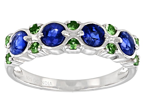 Pre-Owned 1.30ctw Round Kyanite with .45ctw Round Tsavorite Sterling Silver Band Ring - Size 9