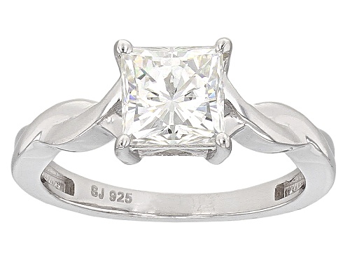 Photo of Pre-Owned Moissanite Fire® 1.70ct Dew Square Brilliant Platineve™ Ring - Size 11