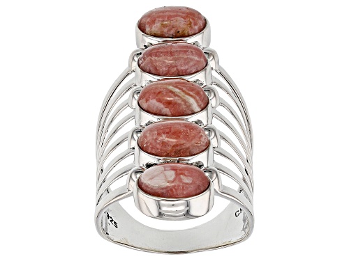 Pre-Owned Southwest Style By JTV™ 6x8mm Oval Rhodochrosite Sterling Silver 5-Stone Ring. - Size 6