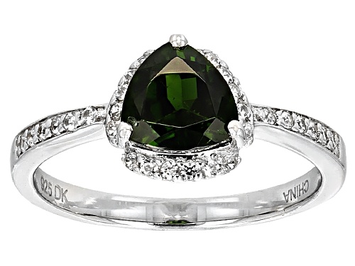 Photo of Pre-Owned 1.25ct Trillion Russian Chrome Diopside And .25ctw Round White Zircon Sterling Silver Ring - Size 8