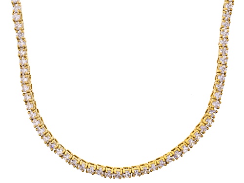 Pre-Owned Bella Luce® 20.02ctw Round Diamond Simulant 18k Gold Over Silver Necklace - Size 18