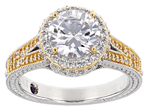 Photo of Pre-Owned Vanna K ™ For Bella Luce ® 4.15ctw Diamond Simulant Platineve ™ & Eterno ™ Yellow Ring - Size 12