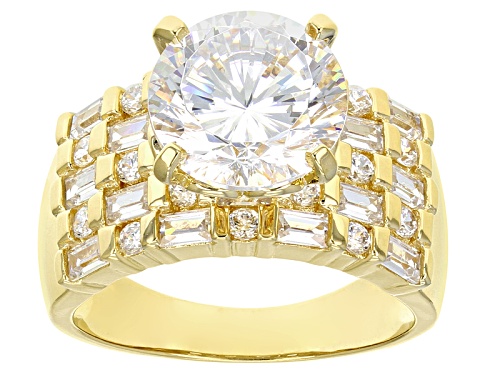 Pre-Owned Bella Luce ® Dillenium Cut 8.48ctw Round Eterno™ 18k Yellow Gold Over Silver Ring (5.58ctw - Size 11