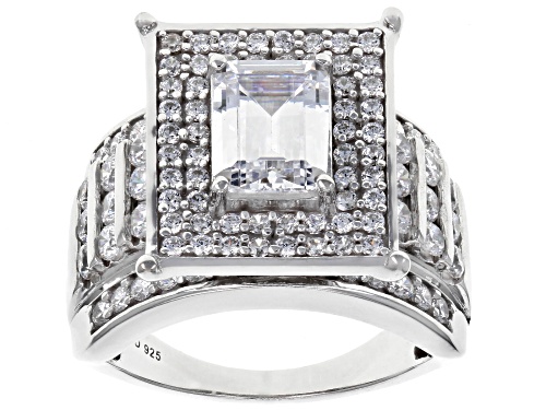 Pre-Owned Bella Luce ® 5.47CTW White Diamond Simulant Rhodium Over Sterling Silver Ring (3.26CTW DEW - Size 8