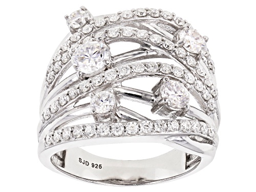 Photo of Pre-Owned Moissanite Fire® 2.48ctw Diamond Equivalent Weight Round Platineve™ Ring - Size 5