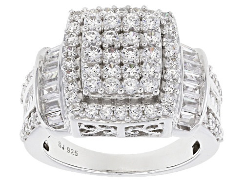 Pre-Owned Bella Luce ® 4.05ctw Diamond Simulant Rhodium Over Sterling Silver Ring (2.43ctw Dew) - Size 5