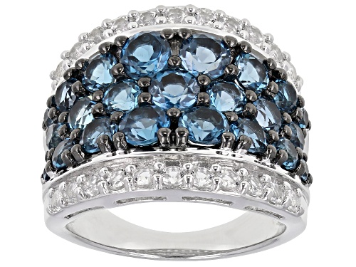 Photo of Pre-Owned Blue Topaz 4.30ctw With 1.10ctw White Topaz Sterling Silver Ring - Size 7