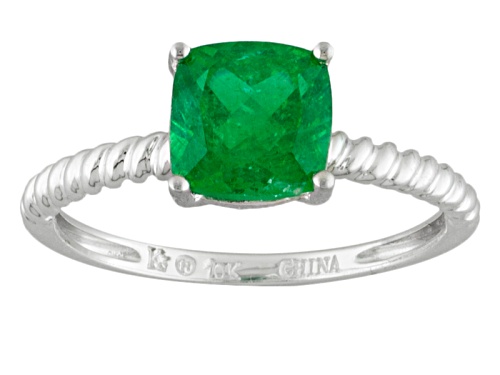 Pre-Owned 1.60ct Square Cushion Emerald Color Apatite 10k White Gold Solitaire Ring - Size 8