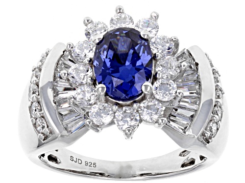 Photo of Pre-Owned Bella Luce ® Esotica ™4.30CTW Tanzanite & White Diamond Simulants Rhodium Over Silver Ring - Size 11