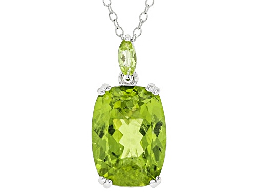 Pre-Owned 5.90ctw Rectangular Cushion And Marquise Manchurian Peridot™ Sterling Silver Pendant With
