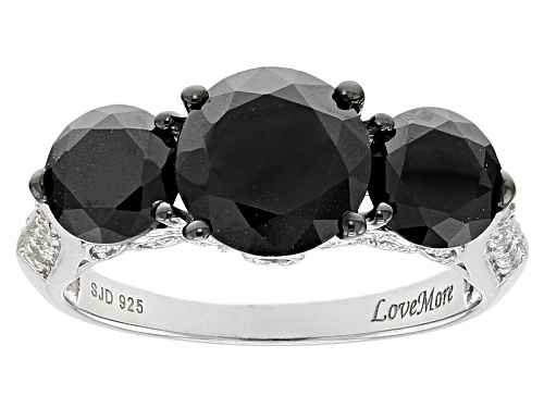 Pre-Owned LoveMore By Lisa Mason™6.90CTW Black Spinel &  White Zircon Rhodium Over Silver Ring - Size 12