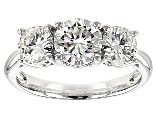Photo of Pre-Owned Moissanite Fire® 3.10ctw Diamond Equivalent Weight Round Brilliant Platineve™ Ring - Size 7