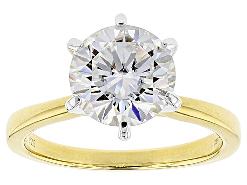 Pre-Owned Moissanite Fire® 3.10ct Dew 14k Yg Over Sterling Silver Solitaire Ring - Size 12