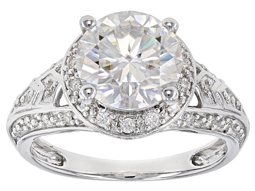 Photo of Pre-Owned Moissanite Fire® 3.06ctw Diamond Equivalent Weight Round Platineve™ Ring - Size 9