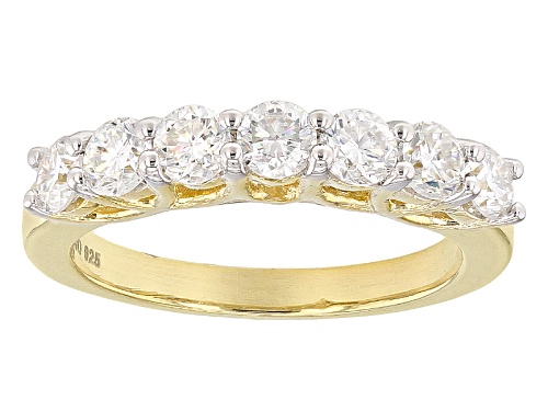 Photo of Pre-Owned Moissanite Fire® 1.12ctw Dew Round 14k Yellow Gold Over Sterling Silver Ring - Size 10