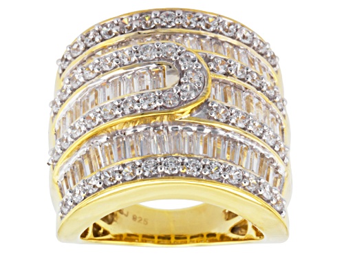 Pre-Owned Bella Luce ® 6.32ctw Diamond Simulant Round & Baguette Eterno ™ Yellow Ring (4.61ctw Dew) - Size 5