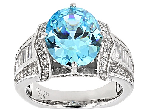 Pre-Owned Bella Luce®Esotica™10.17ctw Neon Apatite And White Diamond Simulants Rhodium Over Sterling - Size 9