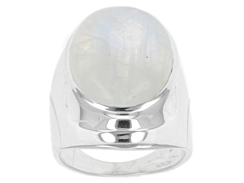 Photo of Pre-Owned Artisan Gem Collection Of India,Oval Cabochon Rainbow Moonstone Sterling Silver Ring - Size 6