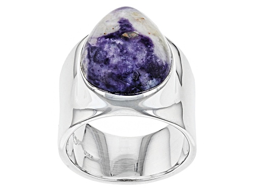 Pre-Owned Artisan Gem Collection Of India, 18x13mm Pear Shape Cabochon Mexican Morado Opal Silver Ri - Size 5