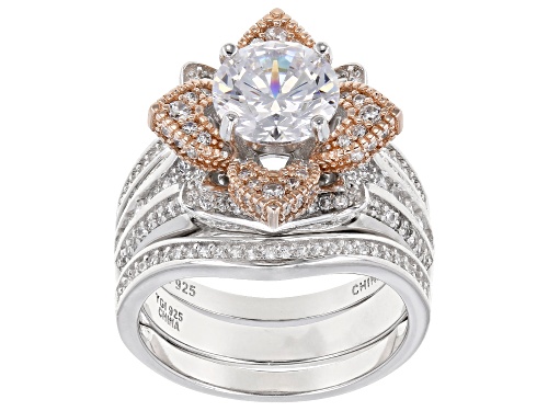 Photo of Pre-Owned Bella Luce®5.49ctw Rhodium and 14k Rose Gold Over Sterling Silver Ring With Guard(3.20ctw - Size 8