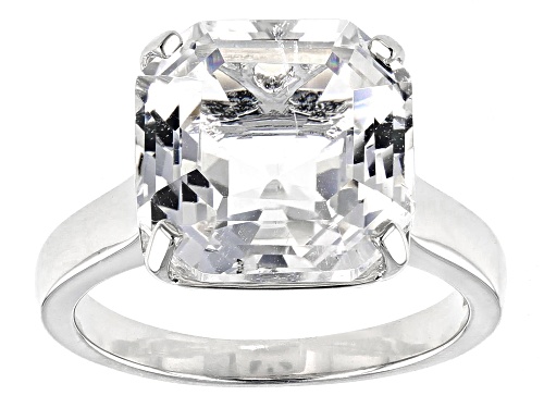 Photo of Pre-Owned 6.97ct Asscher Cut Crystal Quartz Rhodium Over Sterling Silver Solitaire Ring - Size 9