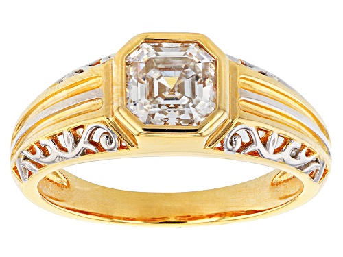 Photo of Pre-Owned MOISSANITE FIRE(R) 1.85CT DEW 14K YELLOW GOLD OVER SILVER AND PLATINEVE(R) MENS RING - Size 12