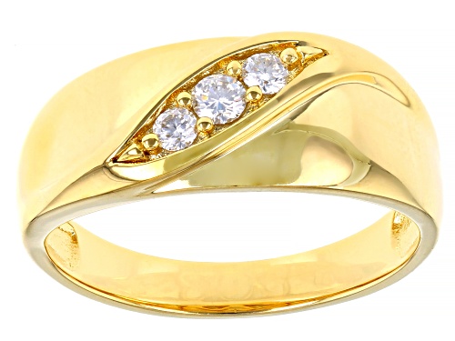 Pre-Owned MOISSANITE FIRE(R) .22CTW DEW ROUND 14K YELLOW GOLD OVER SILVER MENS RING - Size 11