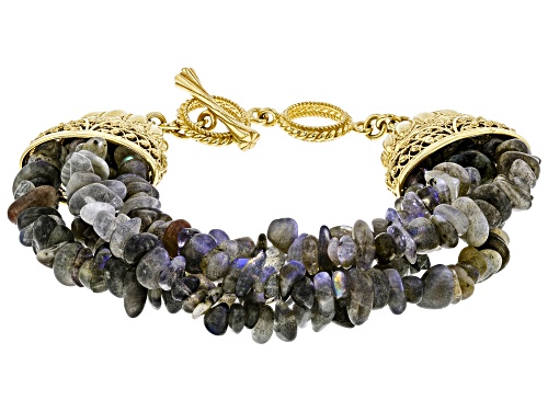 Photo of Pre-Owned Artisan Collection Of Turkey™ Free-Form Labradorite Nugget 18K Gold Over Silver 4-Strand B - Size 8.5
