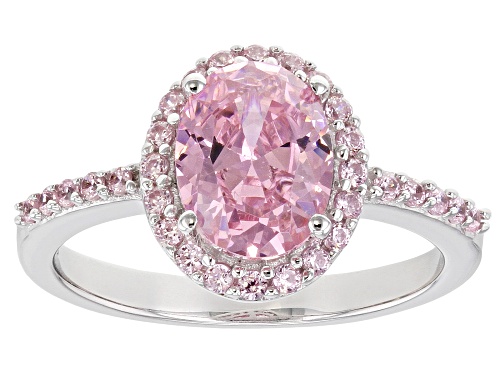 Pre-Owned Bella Luce ® 3.59ctw Pink Diamond Simulant Rhodium Over Sterling Silver Ring (2.16ctw DEW) - Size 11