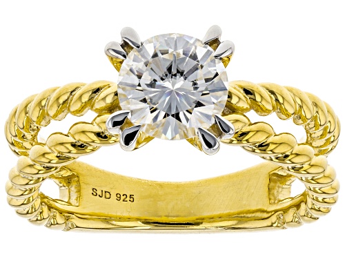 Pre-Owned MOISSANITE FIRE(R) 1.20CT DEW ROUND BRILLIANT 14K YELLOW GOLD OVER SILVER RING - Size 8