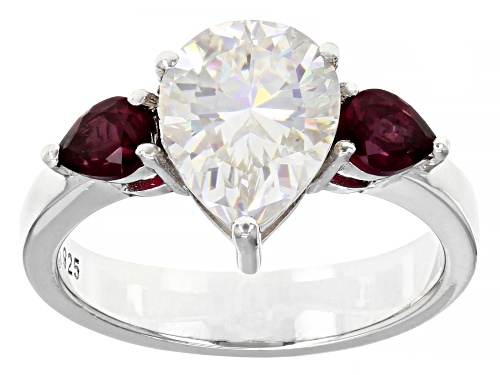 Pre-Owned 3.00CT PEAR SHAPE STRONTIUM TITANATE AND RHODOLITE GARNET RHODIUM OVER SILVER RIN - Size 7