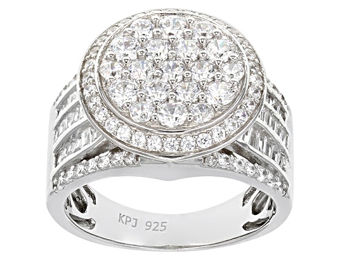 Pre-Owned Bella Luce ® 4.13ctw Diamond Simulant Rhodium Over Sterling Silver Ring (2.32ctw Dew) - Size 5