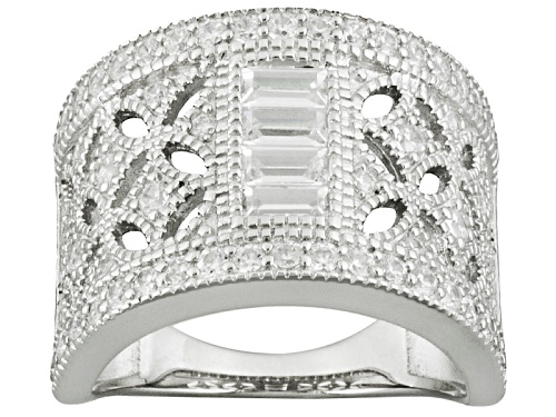 Pre-Owned Bella Luce ® 1.88ctw Round And Baguette Rhodium Over Sterling Silver Ring - Size 5
