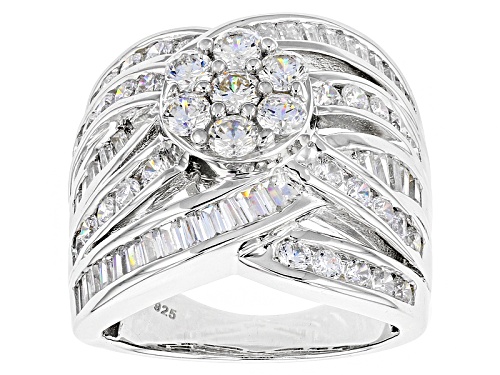 Pre-Owned Bella Luce ® 5.29ctw Diamond Simulant  Rhodium Over Sterling Silver Ring (3.11ctw Dew) - Size 12