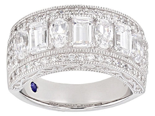 Pre-Owned Vanna K ™ For Bella Luce ® 3.47ctw Emerald Cut, Oval & Round Platineve ™ Band Ring - Size 6
