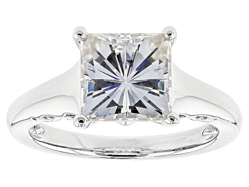 Photo of Pre-Owned Moissanite Fire® 3.10ct Dew Square Brilliant Platineve™ Ring - Size 11