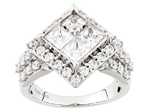 Pre-Owned Bella Luce ® 4.20ctw Diamond Simulant Rhodium Over Sterling Silver Ring (2.51ctw Dew) - Size 12