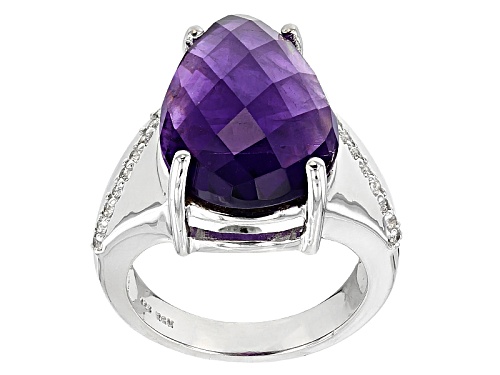 8.07ct Zambian Amethyst And .15ctw Round White Zircon Sterling Silver Ring - Size 5
