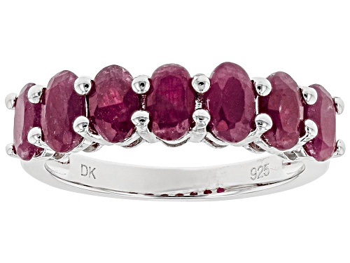 Photo of 1.86ctw Oval Indian Ruby Rhodium Over Sterling Silver 7-Stone Band Ring - Size 7