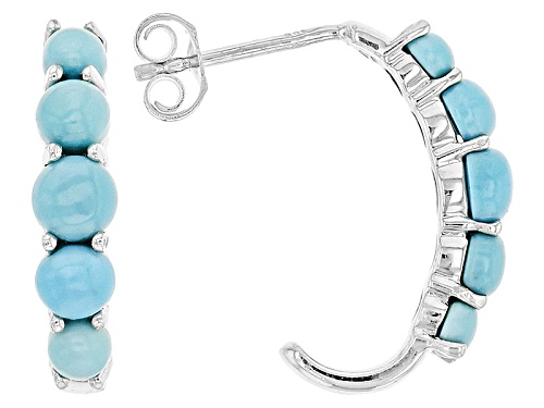 2mm Round And 4mm Round Sleeping Beauty Turquoise Rhodium Over Sterling Silver Earrings