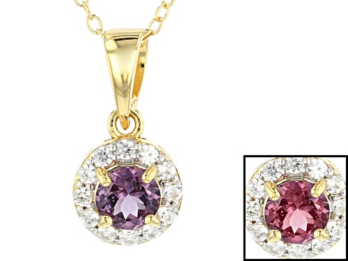 .51ct Color Shift Garnet With .21ctw White Zircon 18k Gold Over Sterling Silver Pendant With Chain