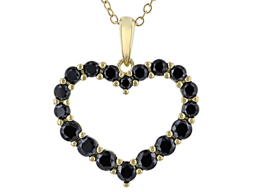 Photo of 1.28ctw Round Black Spinel 18k Yellow Gold Over Sterling Silver Heart Pendant with Chain