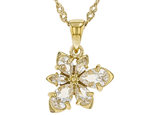 1.28ctw Mixed Shape Lab Created White Sapphire 18k Yellow Gold Over  Silver Pendant With Chain